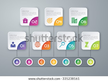 Vector illustration infographic timeline of seven options.