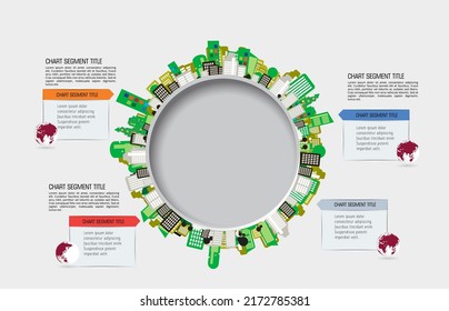 Ilustración vectorial infográfica con paisaje urbano