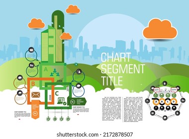 Vector illustration of infographic urban landscape. Smart city with futuristic elements