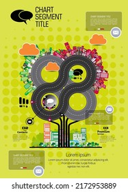 Vector illustration of infographic urban landscape. Smart city with futuristic elements