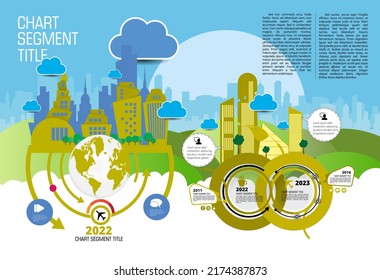 Vector illustration of infographic urban landscape. Smart city with futuristic elements