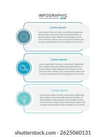 Ilustración vectorial de infografía con 3 opciones o pasos de Ilustración vectorial.	