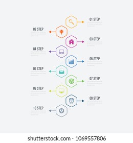 Vector illustration infographics 10 options. Data and information visualization. Dynamic infographics stylish geometric. element for design business invitations, gift cards, flyers and brochures