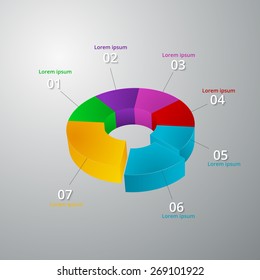 Vector illustration infographics 3d ring divided by sector