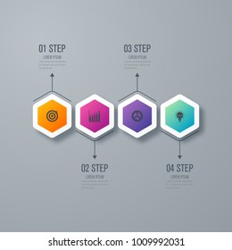 Vector illustration infographics 4 options. Data and information visualization. Dynamic infographics stylish geometric. element for design business invitations, gift cards, flyers and brochures
