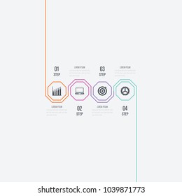 Vector illustration infographics 4 options. Data and information visualization. Dynamic infographics stylish geometric. element for design business invitations, gift cards, flyers and brochures