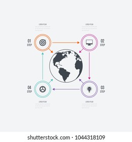 Vector illustration infographics 4 options. Data and information visualization. Dynamic infographics stylish geometric. element for design business invitations, gift cards, flyers and brochures