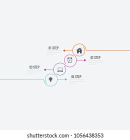 Vector illustration infographics 4 options. Data and information visualization. Dynamic infographics stylish geometric. element for design business invitations, gift cards, flyers and brochures