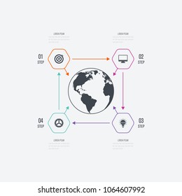 Vector illustration infographics 4 options. Data and information visualization. Dynamic infographics stylish geometric. element for design business invitations, gift cards, flyers and brochures