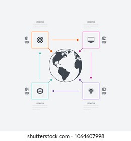 Vector illustration infographics 4 options. Data and information visualization. Dynamic infographics stylish geometric. element for design business invitations, gift cards, flyers and brochures