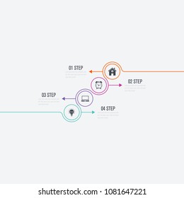 Vector illustration infographics 4 options. Data and information visualization. Dynamic infographics stylish geometric. element for design business invitations, gift cards, flyers and brochures