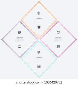 Vector illustration infographics 4 options. Data and information visualization. Dynamic infographics stylish geometric. element for design business invitations, gift cards, flyers and brochures