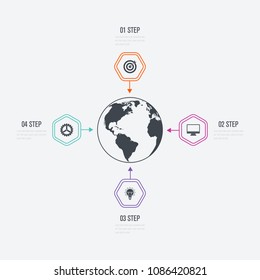 Vector illustration infographics 4 options. Data and information visualization. Dynamic infographics stylish geometric. element for design business invitations, gift cards, flyers and brochures