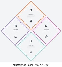 Vector illustration infographics 4 options. Data and information visualization. Dynamic infographics stylish geometric. element for design business invitations, gift cards, flyers and brochures