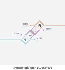 Vector illustration infographics 4 options. Data and information visualization. Dynamic infographics stylish geometric. element for design business invitations, gift cards, flyers and brochures