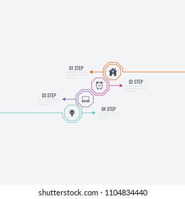 Vector illustration infographics 4 options. Data and information visualization. Dynamic infographics stylish geometric. element for design business invitations, gift cards, flyers and brochures