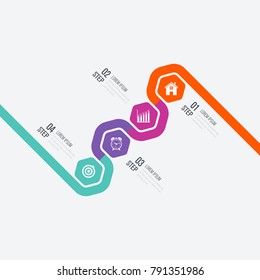 Vector illustration infographics 4 options. Data and information visualization. Dynamic infographics stylish geometric. element for design business invitations, gift cards, flyers and brochures
