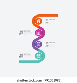 Vector illustration infographics 4 options. Data and information visualization. Dynamic infographics stylish geometric. element for design business invitations, gift cards, flyers and brochures