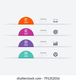 Vector illustration infographics 4 options. Data and information visualization. Dynamic infographics stylish geometric. element for design business invitations, gift cards, flyers and brochures