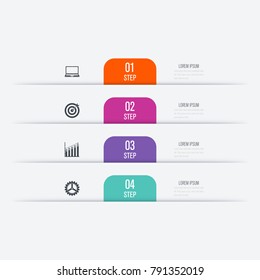 Vector illustration infographics 4 options. Data and information visualization. Dynamic infographics stylish geometric. element for design business invitations, gift cards, flyers and brochures