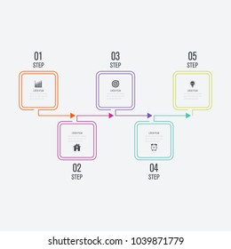 Vector illustration infographics 5 options. Data and information visualization. Dynamic infographics stylish geometric. element for design business invitations, gift cards, flyers and brochures