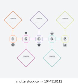 Vector illustration infographics 5 options. Data and information visualization. Dynamic infographics stylish geometric. element for design business invitations, gift cards, flyers and brochures
