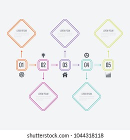 Vector illustration infographics 5 options. Data and information visualization. Dynamic infographics stylish geometric. element for design business invitations, gift cards, flyers and brochures
