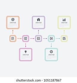 Vector illustration infographics 5 options. Data and information visualization. Dynamic infographics stylish geometric. element for design business invitations, gift cards, flyers and brochures