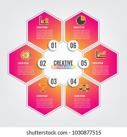 Vector illustration infographics 6 options. Template for brochure, business, web design.