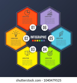 Vector illustration infographics 6 options. Template for brochure, business, web design.