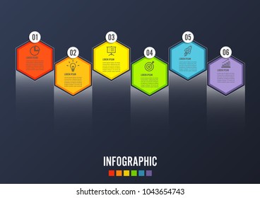 Vector illustration infographics 6 options. Template for brochure, business, web design.