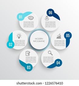 Vector illustration infographics 6 options. Template for brochure, business, web design