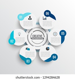 Vector illustration infographics 6 options. Template for brochure, business, web design.