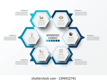 Vector illustration infographics 6 options. Template for brochure, business, web design