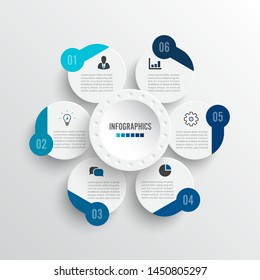 Vector illustration infographics 6 options. Template for brochure, business, web design.