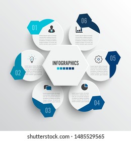 Vector illustration infographics 6 options. Template for brochure, business, web design.
