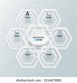 Vector illustration infographics 6 options. Template for brochure, business, web design