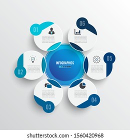 Vector illustration infographics 6 options. Template for brochure, business, web design.