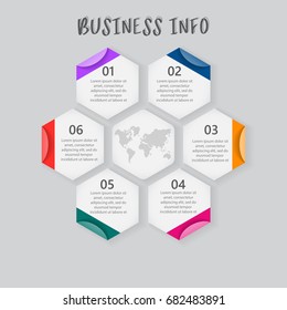 Vector illustration infographics 6 options. Template for brochure, business, web design