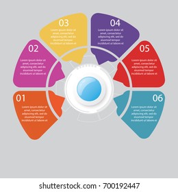 Vector illustration infographics 6 options. Template for brochure, business, web design