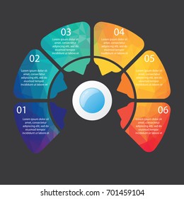 Vector illustration infographics 6 options. Template for brochure, business, web design