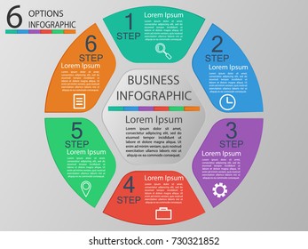 Vector illustration infographics 6 options. Template for brochure, business, web design eps 10