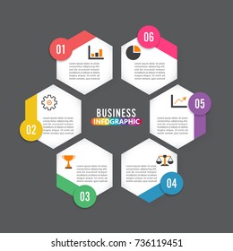 Vector illustration infographics 6 options. Template for brochure, business web design.
