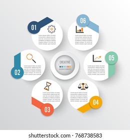 Vector illustration infographics 6 options. Template for brochure, business, web design