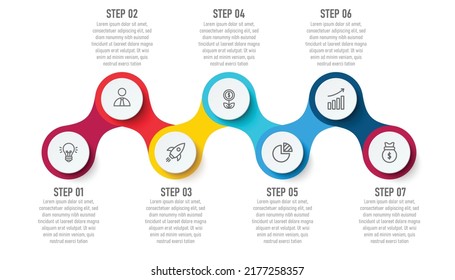 Vector illustration infographics 7 options. Infographics design vector and marketing icons can be used for workflow layout, diagram, annual report, web des