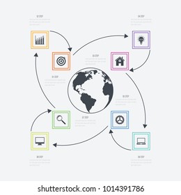 Vector illustration infographics 8 options. Data and information visualization. Dynamic infographics stylish geometric. element for design business invitations, gift cards, flyers and brochures