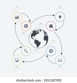Vector illustration infographics 8 options. Data and information visualization. Dynamic infographics stylish geometric. element for design business invitations, gift cards, flyers and brochures