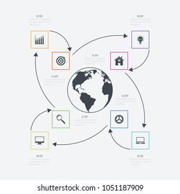 Vector illustration infographics 8 options. Data and information visualization. Dynamic infographics stylish geometric. element for design business invitations, gift cards, flyers and brochures