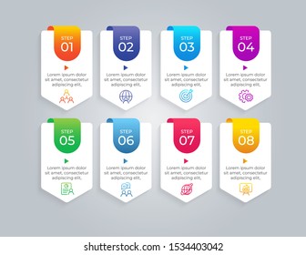Vector illustration infographics 8 options. Template for business or presentation
