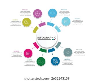 Vector illustration infographics 8 options. Data and information visualization. Dynamic infographics stylish geometric. element for design business invitation.